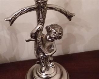Pair of Silver Candlestick w/ Putti