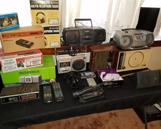 Vintage radios, boom boxes, Cassette recorders