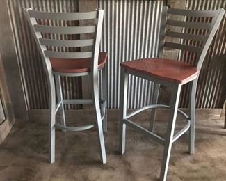 Painted Metal Barstools with wood seats--heavy duty barstools from closed Bar/Restaurant