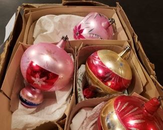 Four Large Vintage Glass Christmas Ornaments