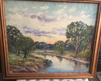 Original framed oil painting	
signed by Newsham. 20x24