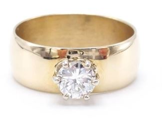 High Grade ~.66 CT Diamond Solitaire Estate Ring in 14k Yellow Gold
