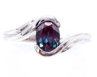Superb ~.80 Color Changing Alexandrite Estate Ring in 14k White Gold