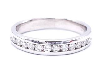 High Quality Channel Set Diamonds in a 14k White Gold Estate Band