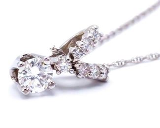 Luminous High-Grade Diamond Estate Necklace in 14k White Gold