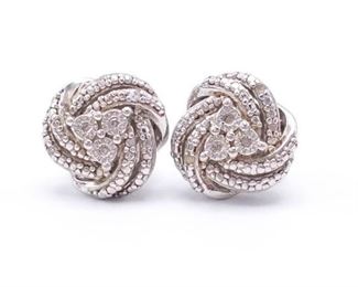 Gorgeous Diamond Estate Earrings in Sterling Silver