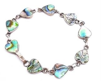 Splendid Taxco Sterling Silver Mother-of-Pearl Estate Bracelet