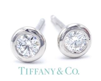 Tiffany & Co Elsa Peretti Diamonds by the Yard ~.40 CT Earrings in Platinum