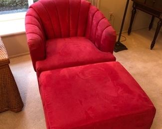 Art Van red chair and ottoman.