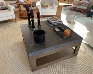 Volcanic Ash wood Coffee Table top is solid Indonesian Stone ( A grey volcanic stone) Frame is solid OAK
