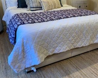 King bed,  mattress, boxspring & Indigo Quilt