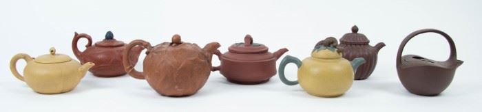 A Group of Yixing Teapots