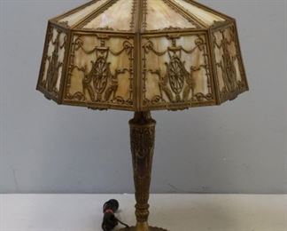 Antique Gilt Metal Arts And Crafts Table Lamp