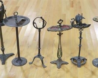 Assorted Cast Iron Metal Standing Ashtrays