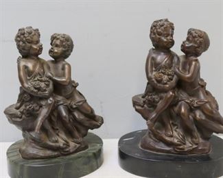 Auguste Moreau Signed Pair Of Bronze Figural