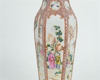 Chinese Famille Rose Hexagonal Vase as a Lamp