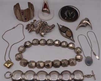 JEWELRY Assorted Modernist Sterling Jewelry