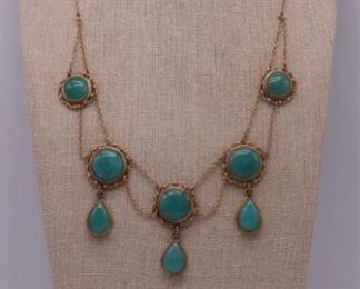 JEWELRY kt Gold and Jade Swag Style Necklace