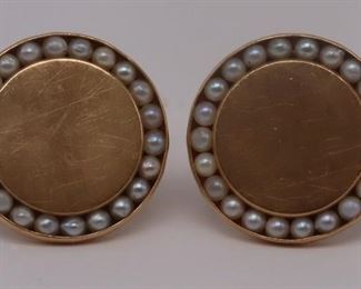 JEWELRY Pair of Lucien Piccard kt Gold Pearl