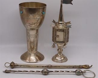 JUDAICA Grouping of Silver Judaica Tablewares