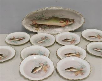Limoges Porcelain Fish Platter And Plates