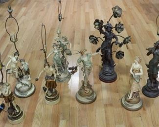 Lot Of Antique Metal Figural Lamps