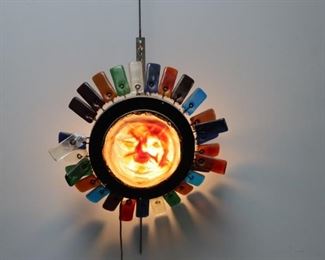 MIDCENTURY Glass Sunburst Style Lamp With Face