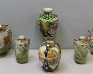 Nippon Grouping Of Japanese Porcelain Vases