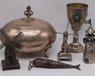 SILVER Grouping of Silver Judaica Tablewares