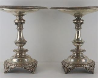 SILVER Pair of Continental Silver Pedestal Tazzas