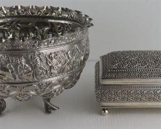 SILVER pcs of Indian Kutch Silver Hollow Ware