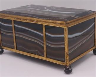 th Century Gilt Mounted Banded Agate Vanity Box