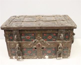 th th Century Painted Iron Strong Box
