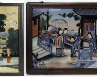 Two Reverse Glass Chinese Paintings