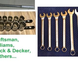 Sockets, ratchets, wrenches, priced individually or by set.