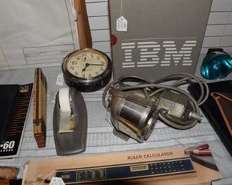 vintage office supplies and equipment. IBM library software.