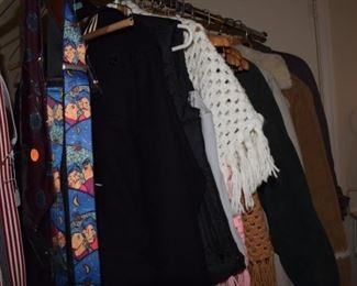 coats, ties, suspenders, handbags, shawls, and a 1950's Navy uniform