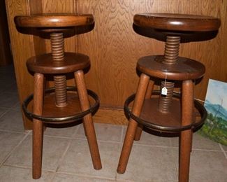 Fantastic vintage wood stools - industrial style