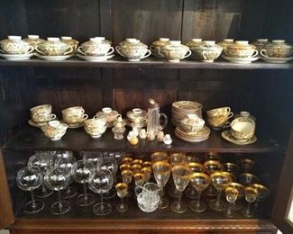 Lots of stemware, stemware and LOADS of dragonware china as well as other Chinese patterns
