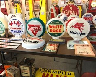 Gasoline globes, visible gas pumps, rare cans, vintage advertising (including many porcelain enamel signs!), gasoline and petroleum rarities to delight even the pickiest of collectors!