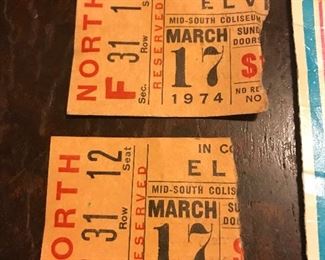 authentic Elvis concert, Mid South Coliseum 1974 ticket stubs.