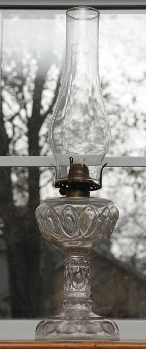 PRESSED GLASS KEROSENE LAMP 