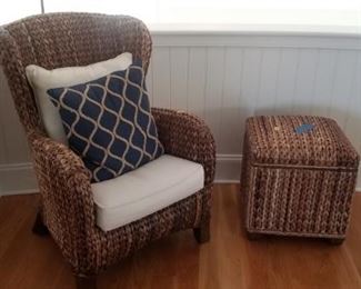 Classic seashore furniture; Pottery Barn storage ottoman