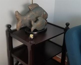 Great end table and fish lamp