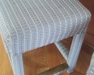 Brass kick plates on each bar stool