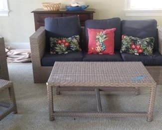 Outdoor conversation set - couch, two chairs, two end tables & 1 coffee table
