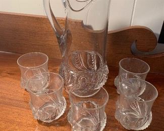 Pressed Glass Water Set