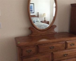 Dresser with oval mirror, part of bedroom set