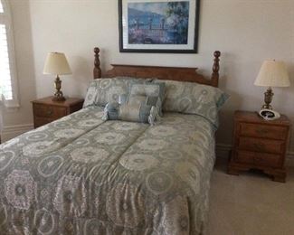 Bedroom set, 4 pieces includes dresser, two side tables, queen bed