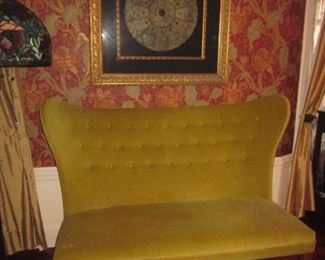 Anthropology Plush Sofa & Chinese Zodiac Wall Decor

